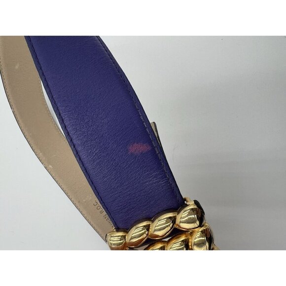 Vintage Carlisle Size M Purple Genuine Leather Belt W/Gold Clasp Buckle READ!! - Picture 4 of 7